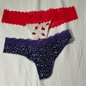 PINK Victoria's Secret Red and Purple Panties Set